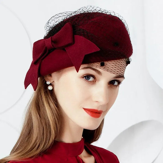 Ms EE 3048 new winter winter wool hat gauze beret female leisure joker hat