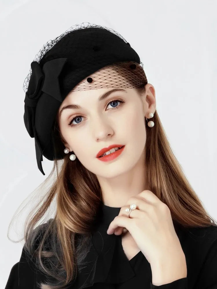 Ms EE 3048 new winter winter wool hat gauze beret female leisure joker hat