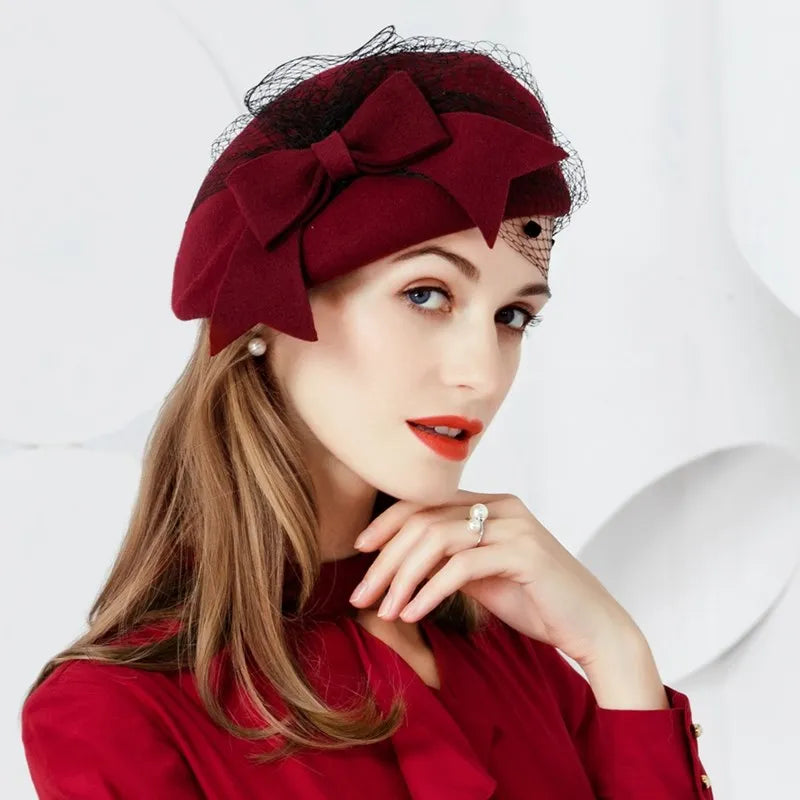 Ms EE 3048 new winter winter wool hat gauze beret female leisure joker hat