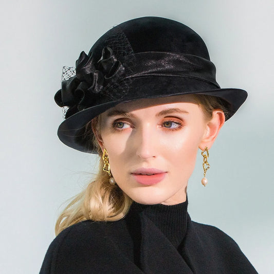Ms EE 5187 new winter dome British gauze female flower hat joker winter hat