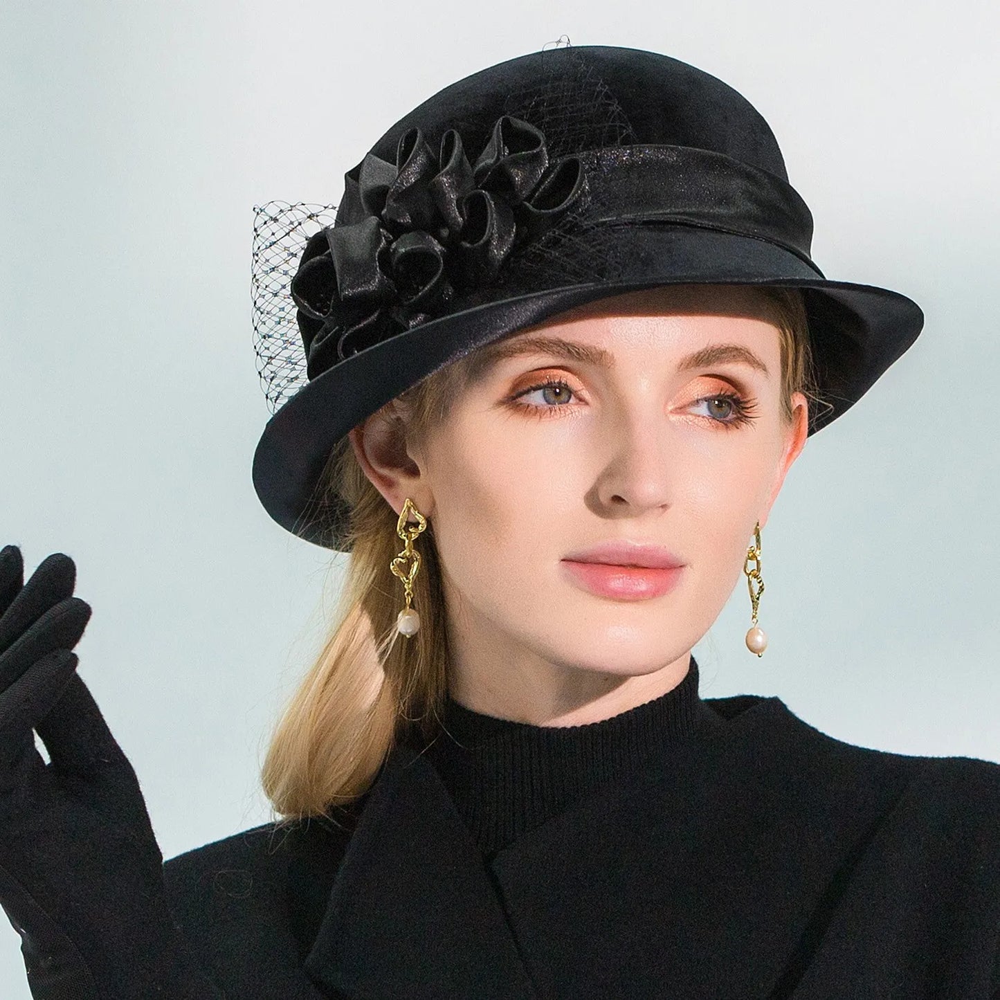Ms EE 5187 new winter dome British gauze female flower hat joker winter hat