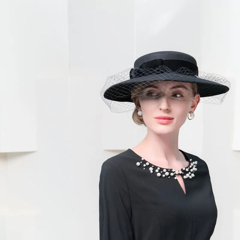 Ms EE 5267 qiu dong French elegant net shamao British Hepburn wind restoring ancient ways eaves wool trilby hat