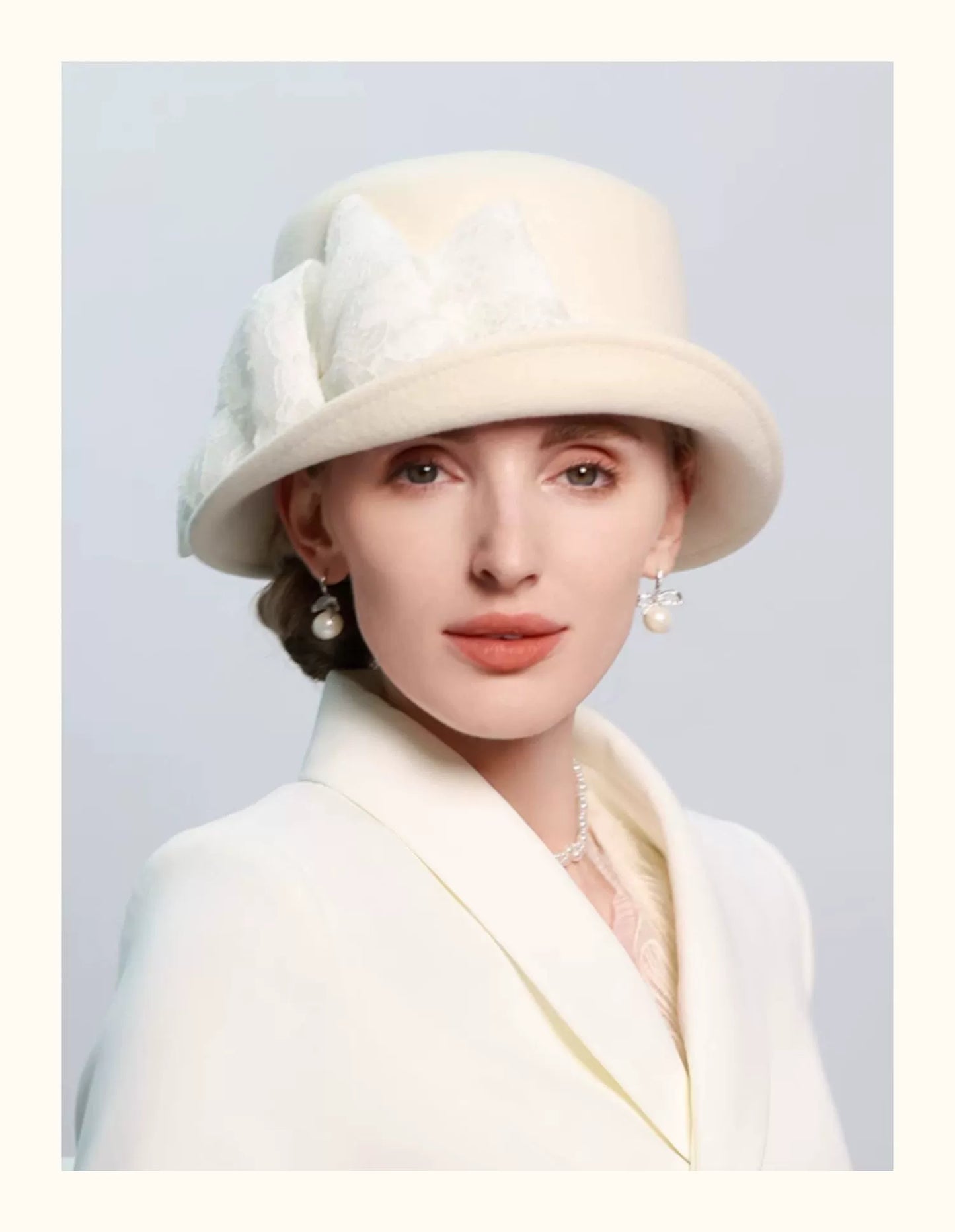 100% Wool Bowler / Cloche Hat Wedding Tea Party Elegant Wedding with Bowknot Fedora Hats