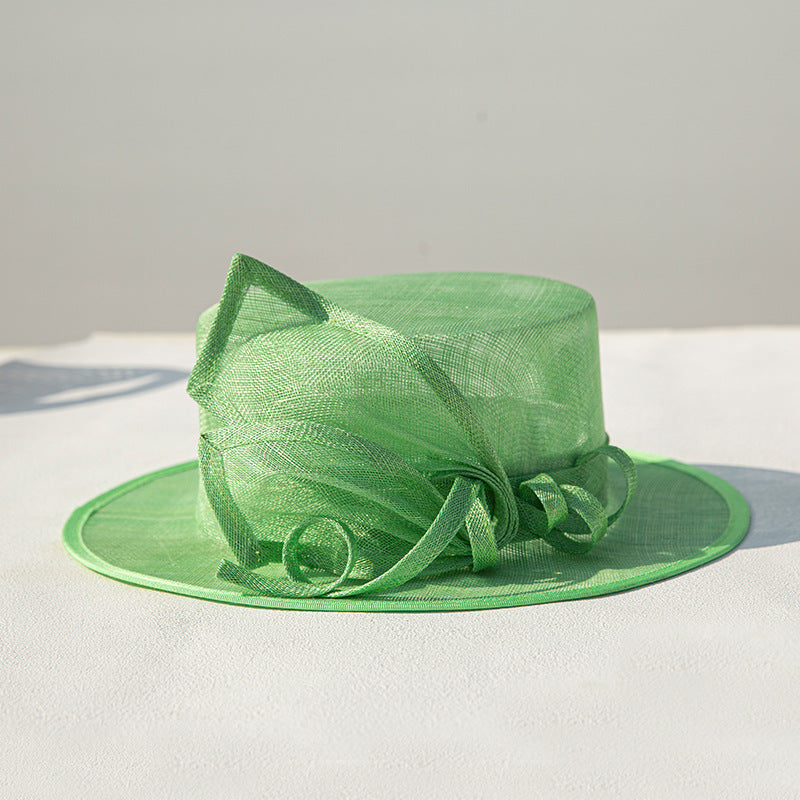Women's Flat Brim Bow Sinamay Kentucky Derby Church Hats