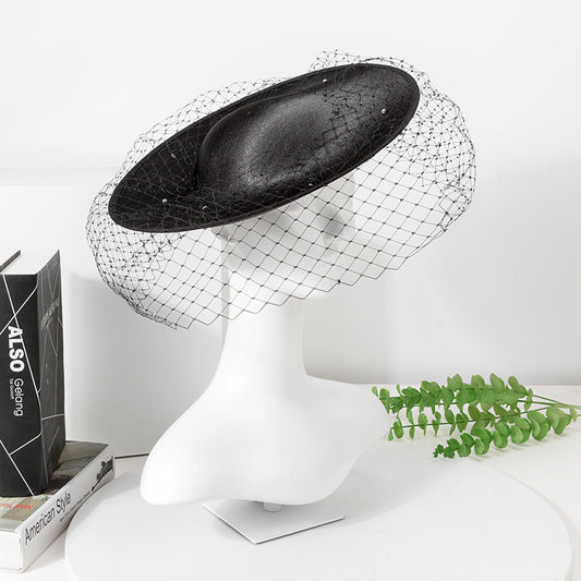 Women's Kentucky Derby Saucer Hats Rhinestone Veil Fascinators With Headband