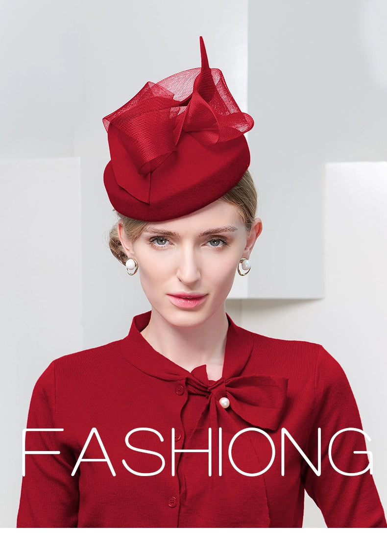 Women's Fascinators Hats 20s 50s Pillbox Hat  Wool Cocktail Tea Party for Women
