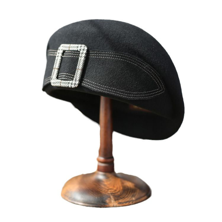 FADVES French Berets Caps Bowknot for Women Wool Beret Winter Cap Vintage Fascinator Hats
