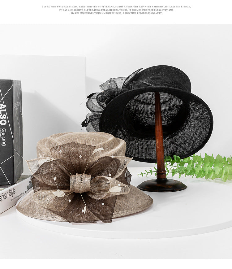 Elegant Sinamay Church Kentucky Derby Hats for Women Feather Bowler Hat Hair Accessory Banquet Cocktail Party