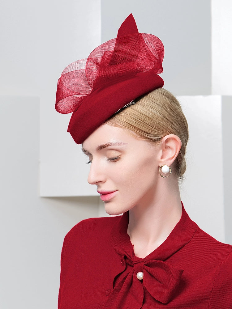 Women's Fascinators Hats 20s 50s Pillbox Hat  Wool Cocktail Tea Party for Women