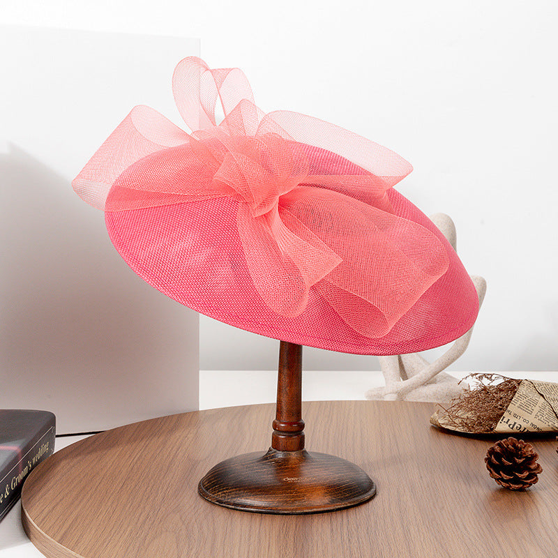 FADVES Women's Bow Sinamay Kentucky Derby Saucer Hats Fascinators With Headband