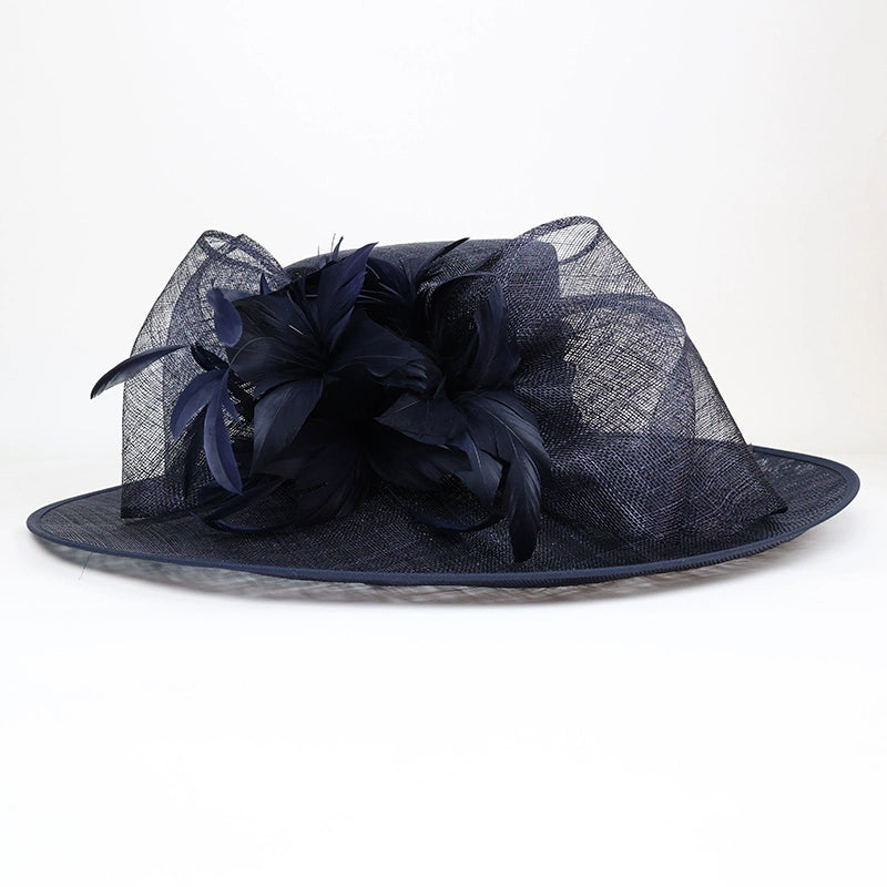 British Sinamay Fascinators Hats - Large Brim Kentucky Derby Church Hat 1096