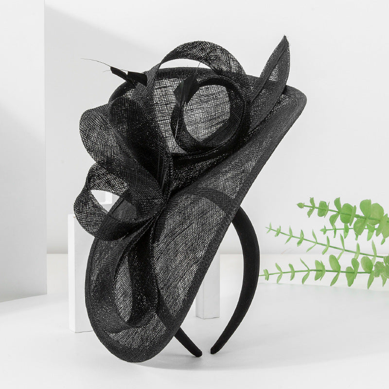 Sinamay Fascinator Hat Floral Feather Pillbox Kentucky Derby Hats for Women Wedding Tea Party with Headband