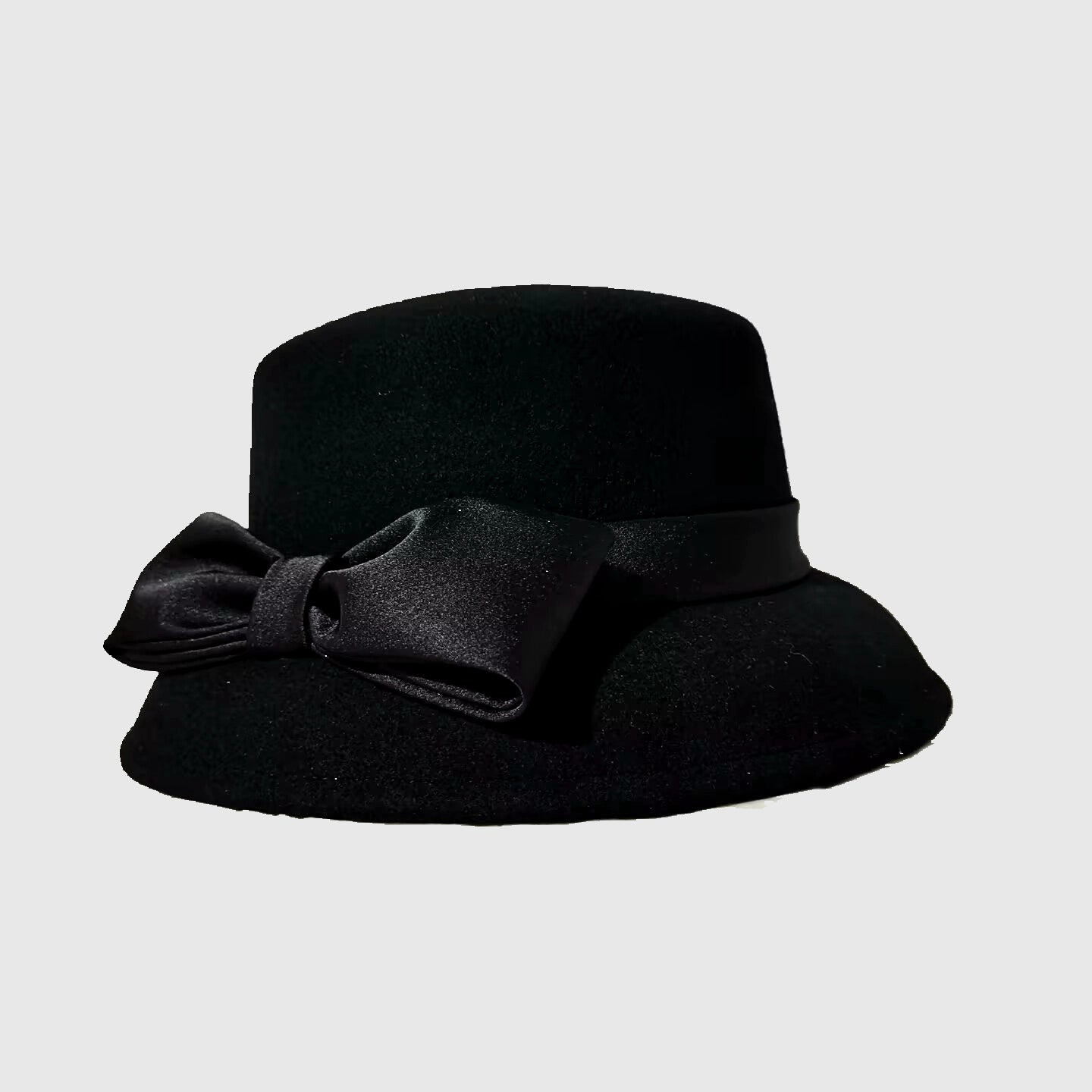 Elegant Vintage Church Hats 100% Wool Hats with Satin Bow Kentucky Derby Cloche Hats