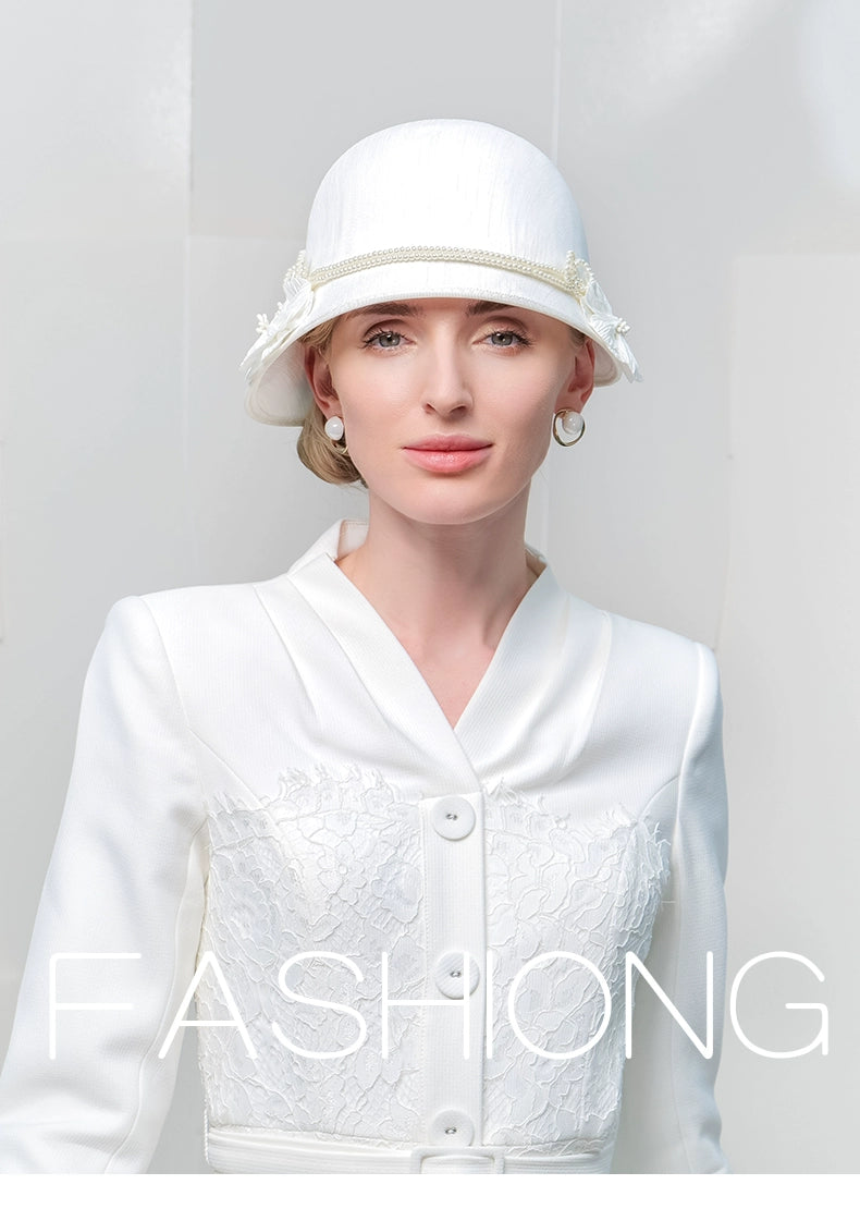 Women's Winter Church Hats Polyester With Flower/Pearl Kentucky Derby Cloche Hats