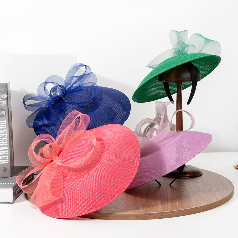 FADVES Women's Bow Sinamay Kentucky Derby Saucer Hats Fascinators With Headband