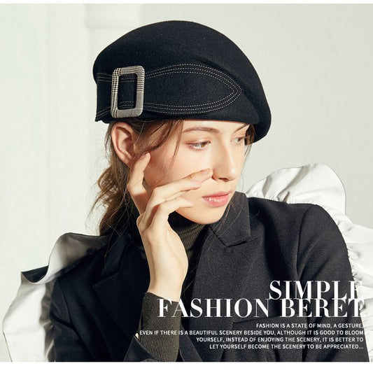 FADVES French Berets Caps Bowknot for Women Wool Beret Winter Cap Vintage Fascinator Hats