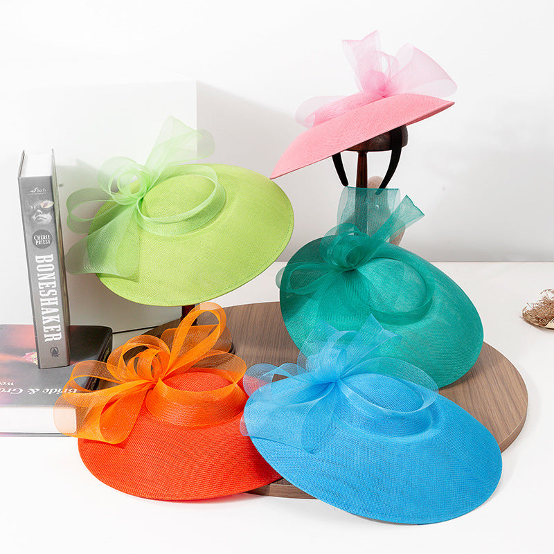 FADVES Women's Bow Sinamay Kentucky Derby Saucer Hats Fascinators With Headband