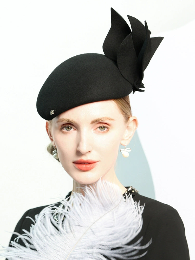 Women's Vintage pillbox hats Wool Cocktail Beret Hats With Clip