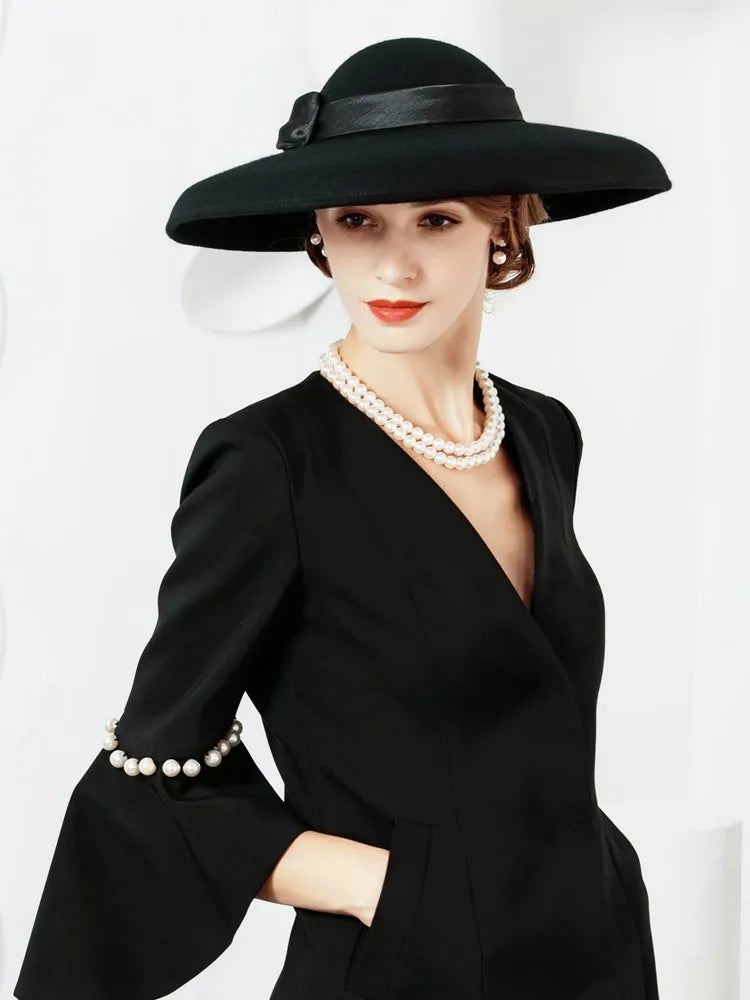 EE 5101 autumn and winter new British woolen top hat winter vintage large eaves street hipster Korean version hat woman