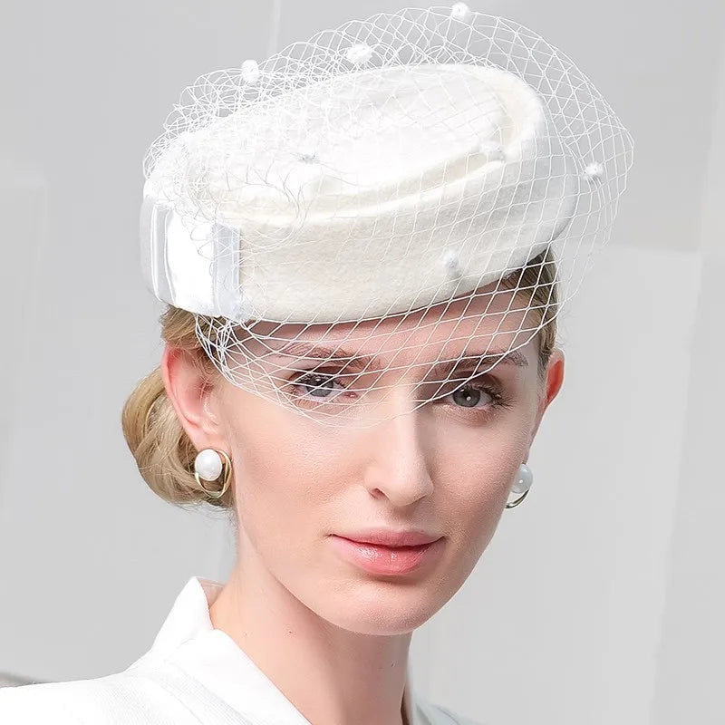 EE 3148  French Autumn and Winter Woolen Woolen Warm Mesh Top Hat Female Beret Elegant Temperament Flight Attendant Woolen Hat