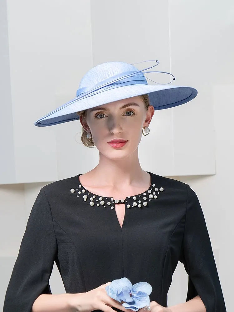 FADVES Derby Hats for Women Large Brim Fascinators Tea Party Hats Wide Brim Fascinator Wedding Cocktail Feathers 1018