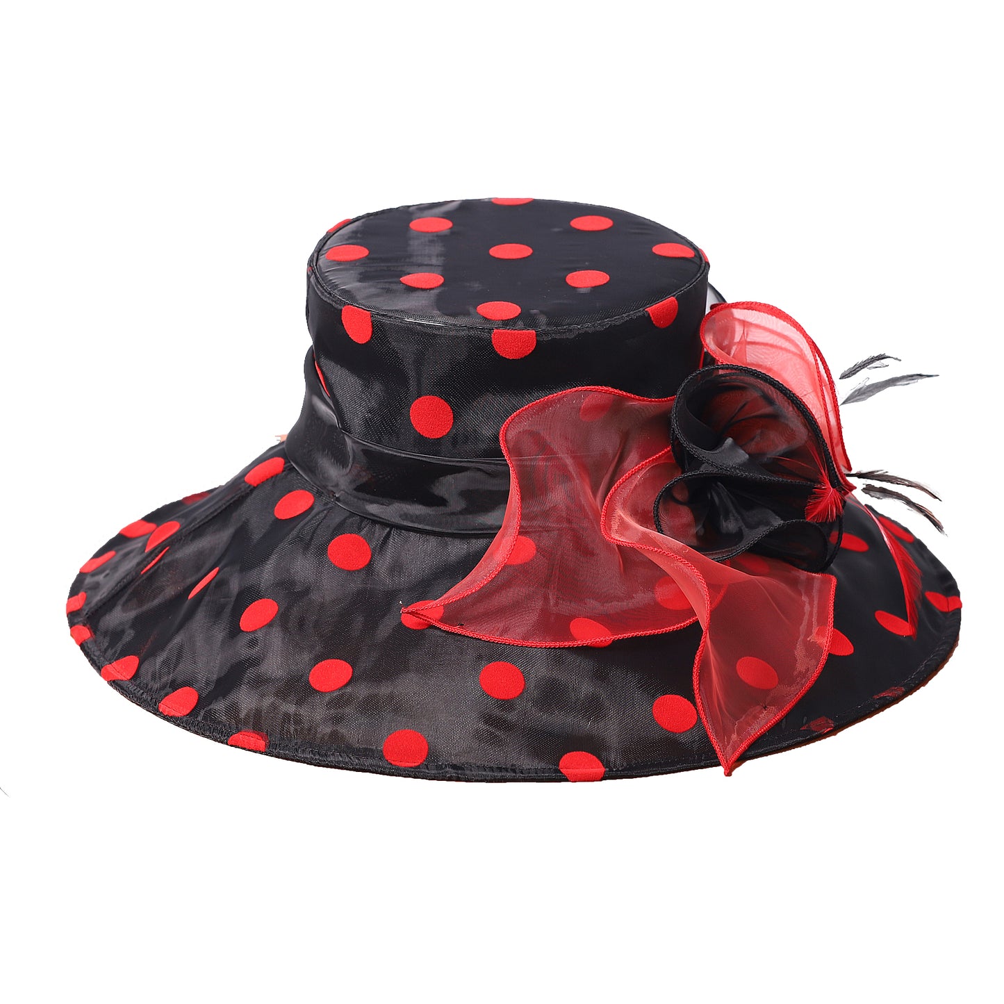 Women Church Hats Wide Brim Sun Derby Hat Organza Fascinators Kentucky Hats for Women Tea Party Wedding Hat 25013
