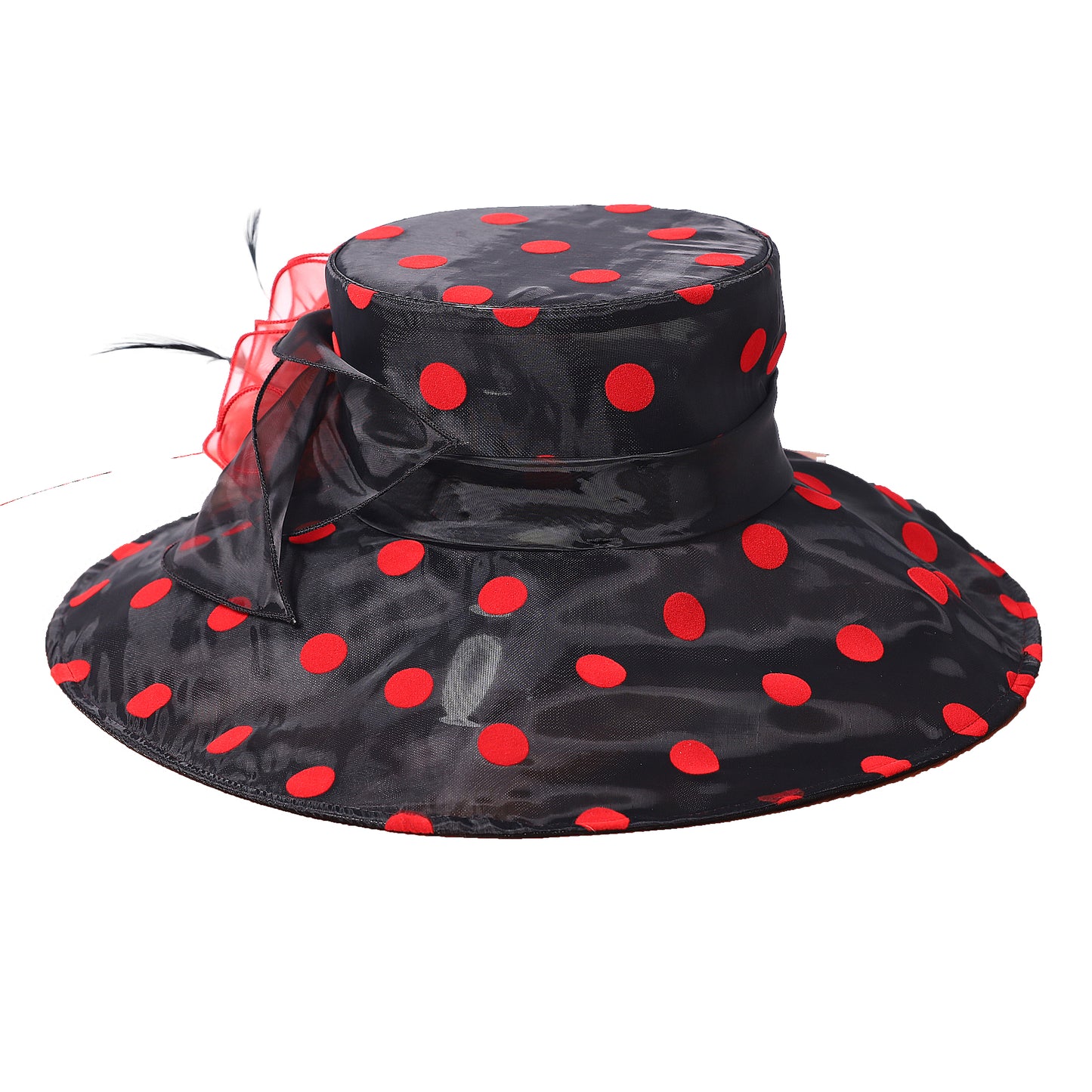 Women Church Hats Wide Brim Sun Derby Hat Organza Fascinators Kentucky Hats for Women Tea Party Wedding Hat 25013