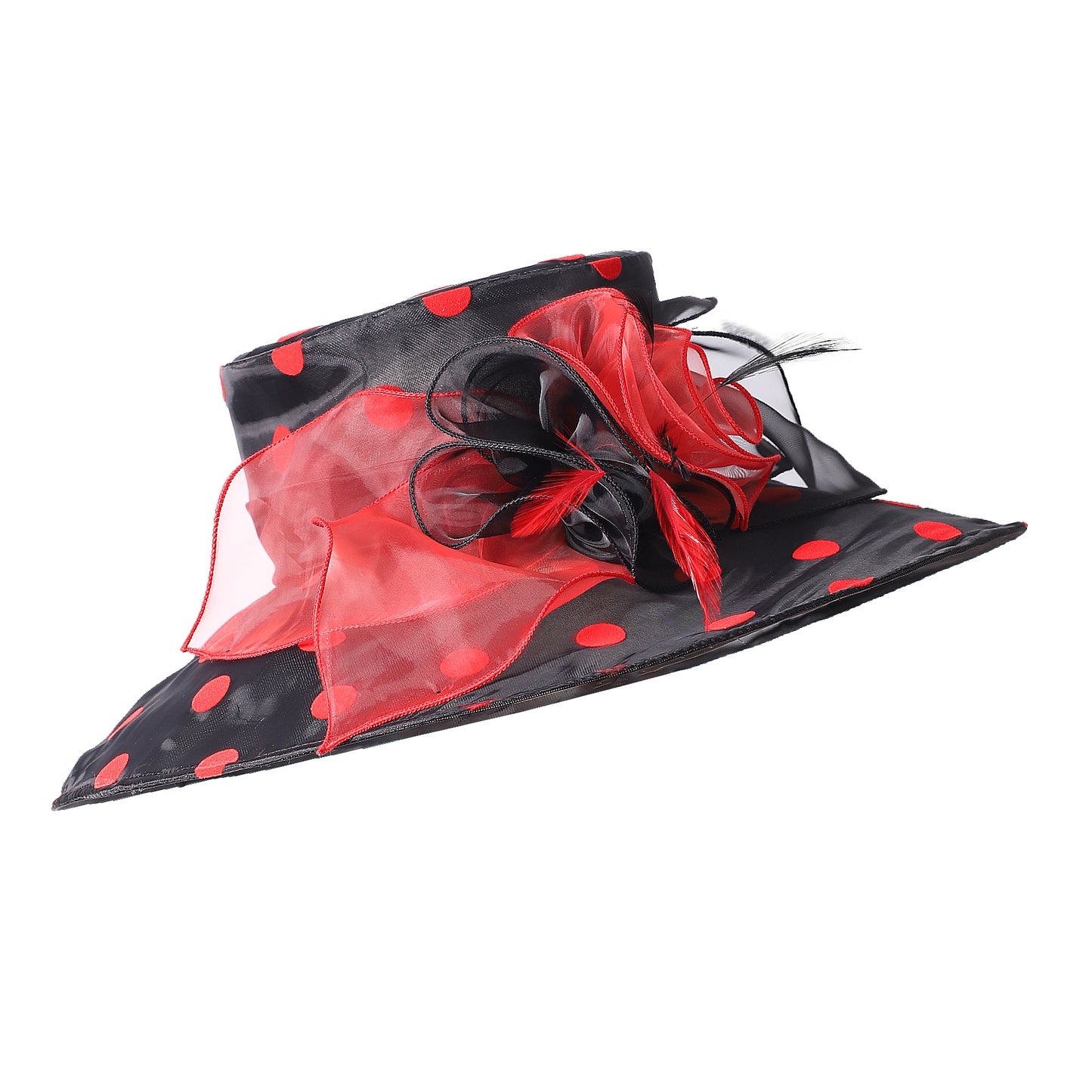 Women Church Hats Wide Brim Sun Derby Hat Organza Fascinators Kentucky Hats for Women Tea Party Wedding Hat 25013