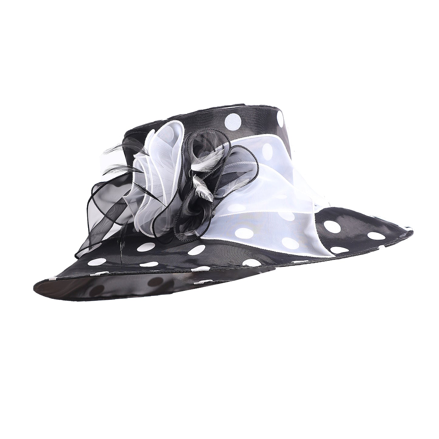 Women Church Hats Wide Brim Sun Derby Hat Organza Fascinators Kentucky Hats for Women Tea Party Wedding Hat 25013