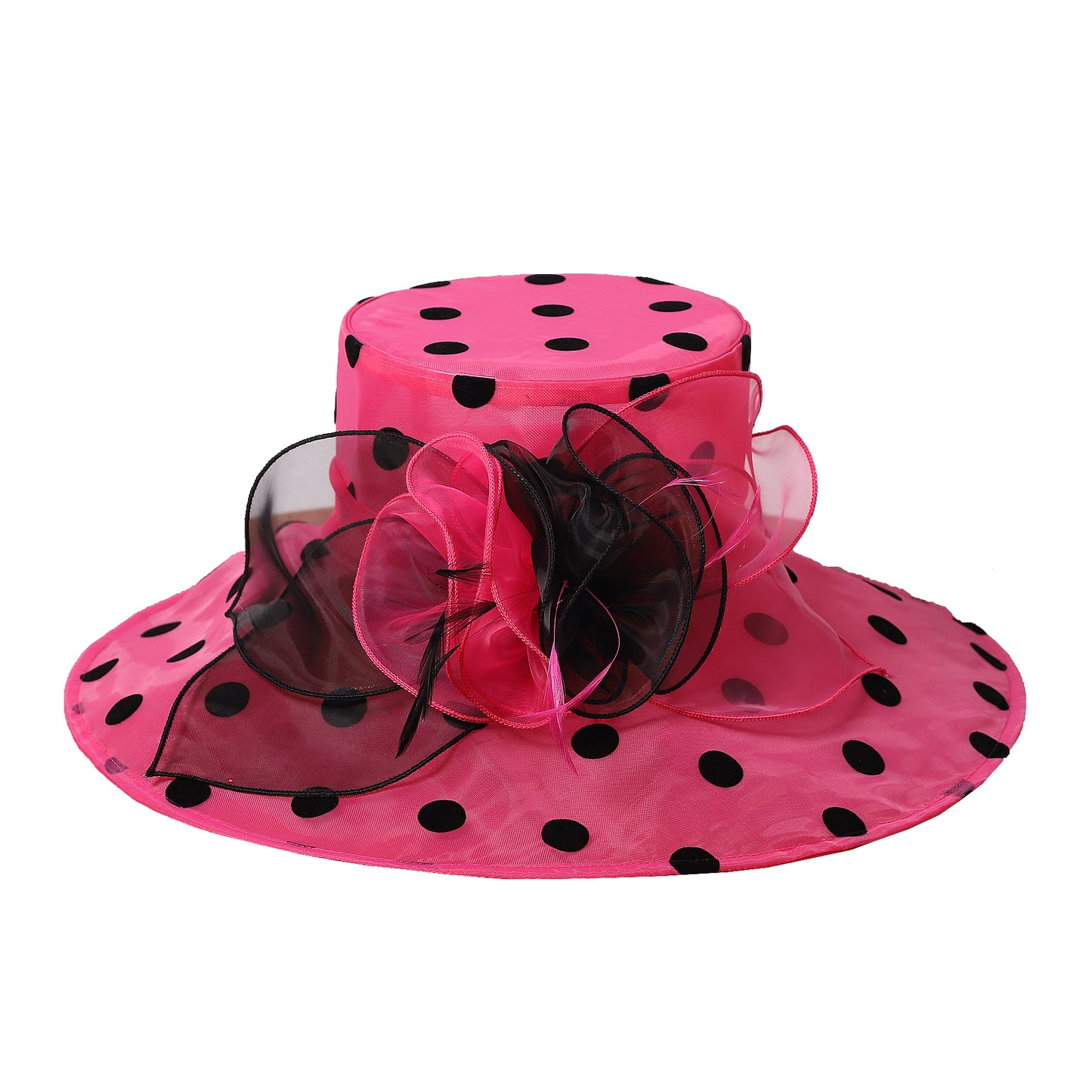 Women Church Hats Wide Brim Sun Derby Hat Organza Fascinators Kentucky Hats for Women Tea Party Wedding Hat 25013