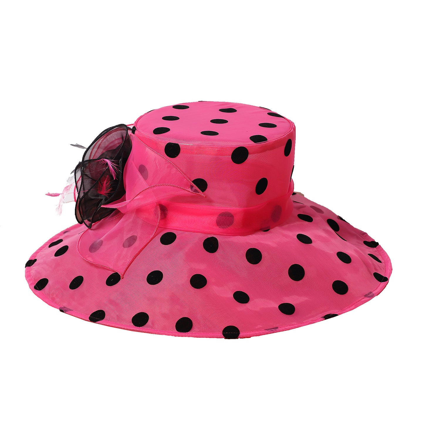 Women Church Hats Wide Brim Sun Derby Hat Organza Fascinators Kentucky Hats for Women Tea Party Wedding Hat 25013