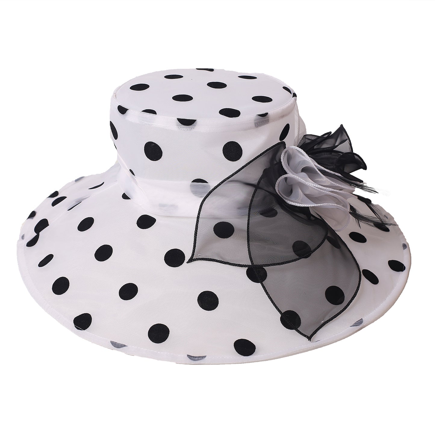 Women Church Hats Wide Brim Sun Derby Hat Organza Fascinators Kentucky Hats for Women Tea Party Wedding Hat 25013