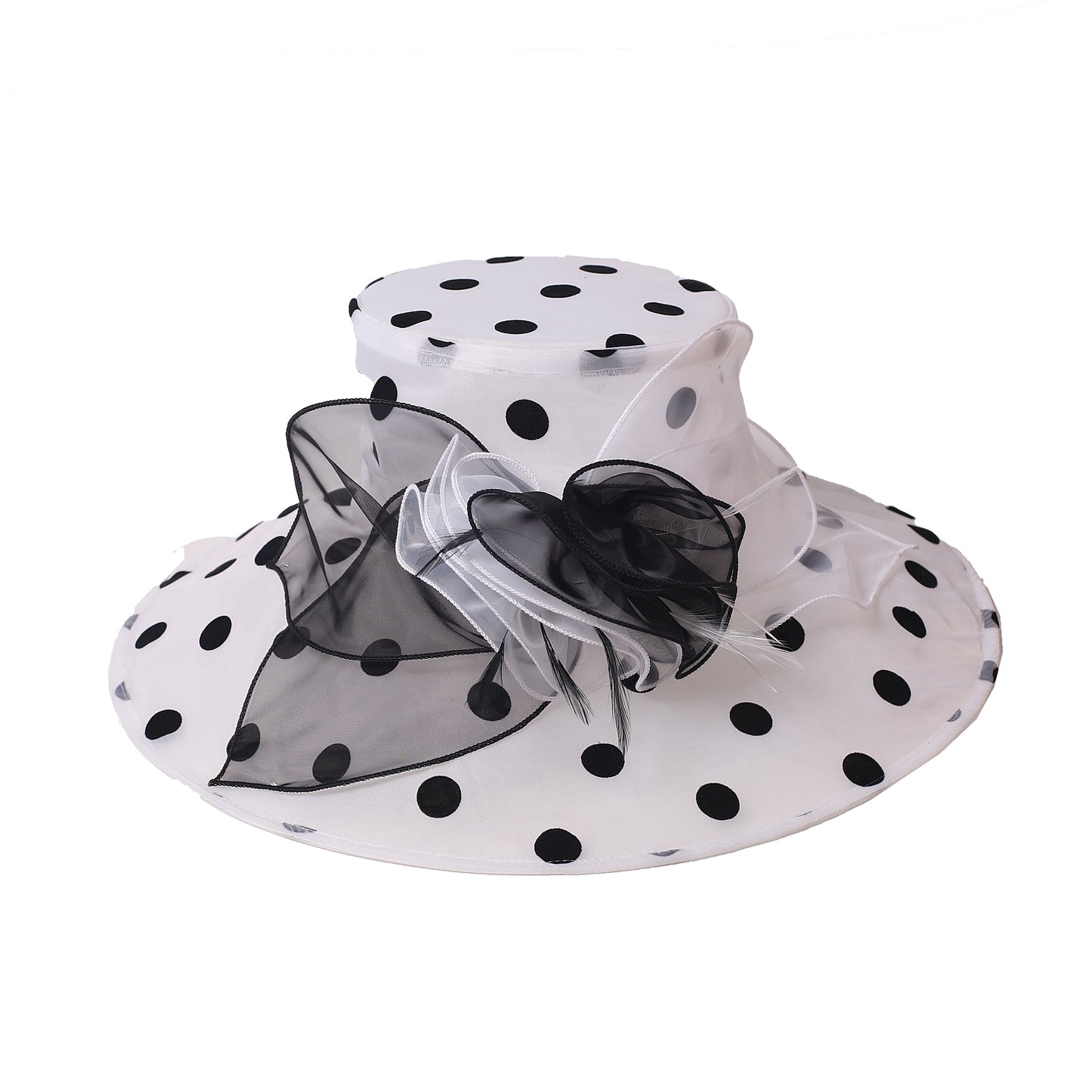Women Church Hats Wide Brim Sun Derby Hat Organza Fascinators Kentucky Hats for Women Tea Party Wedding Hat 25013