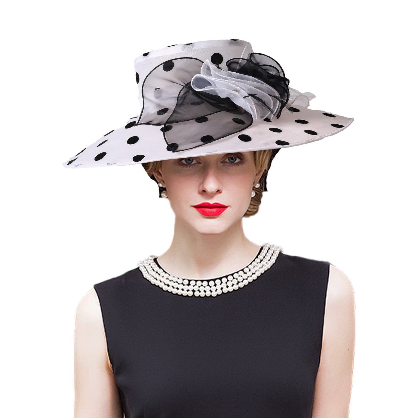 Women Church Hats Wide Brim Sun Derby Hat Organza Fascinators Kentucky Hats for Women Tea Party Wedding Hat 25013